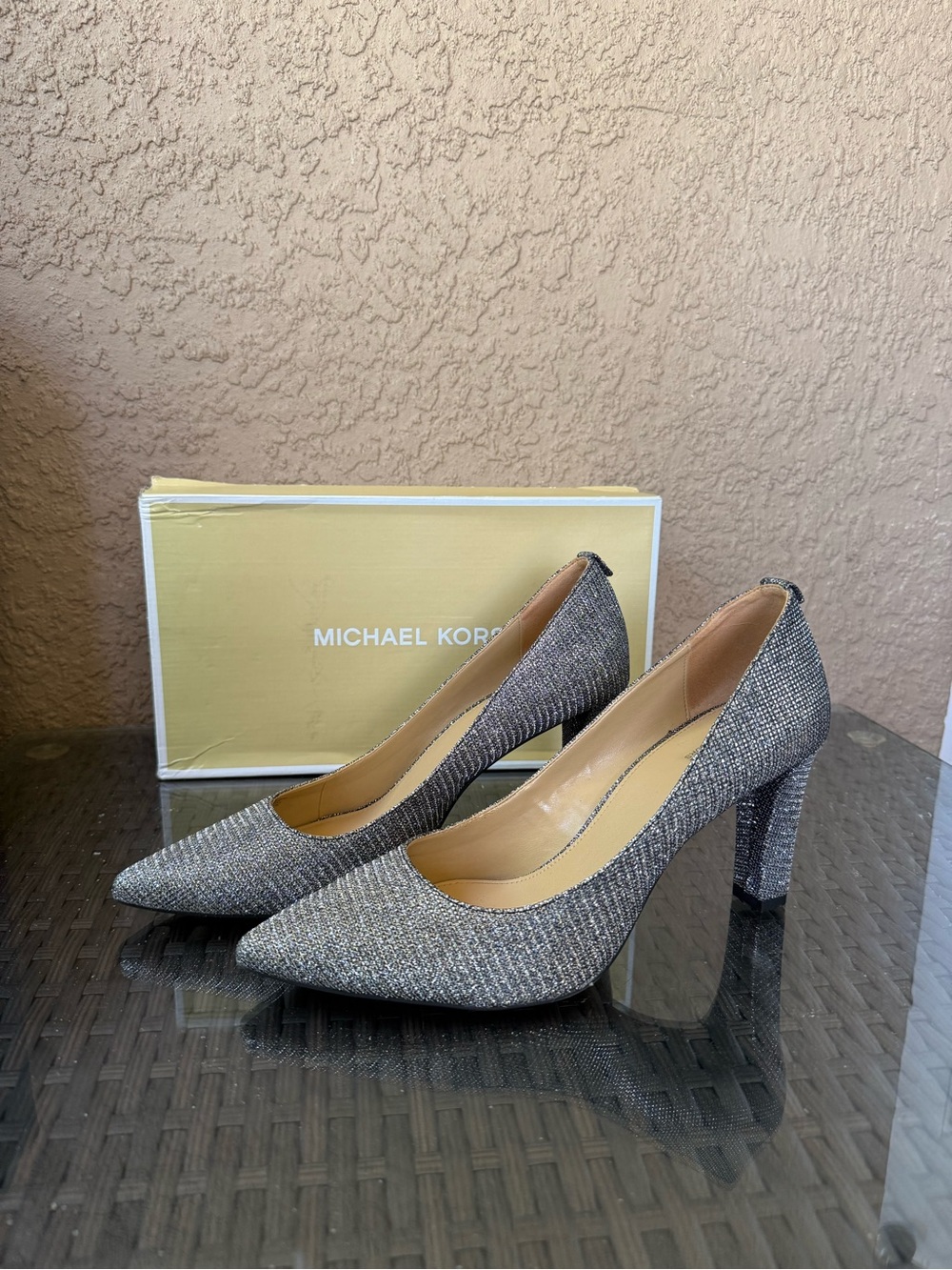Michael Kors Metallic Silver Tweed Pointed-Toe Pumps